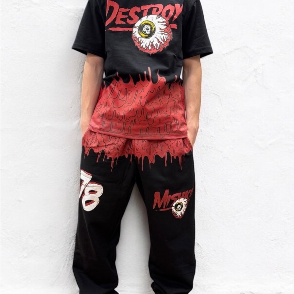 Mishka Men’s Black T Shirt W/Graphic Print ‘Destroy..’ & ‘Mishka 78’